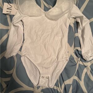 Zara White Kids Bodysuit with Sheer Detail